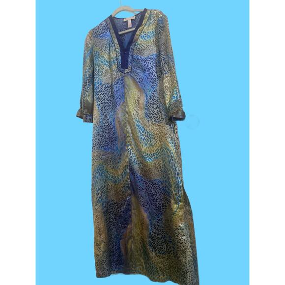 Oscar de la Renta Silk Abstract Animal Print Robe/ MuMu Sz M - Picture 3 of 6